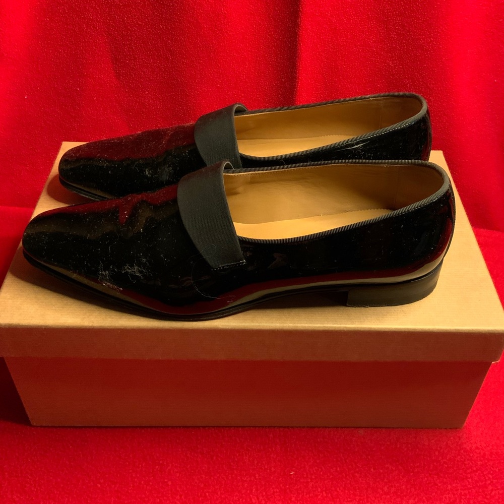Christian Louboutin Black Smoker Flat Patent/GG Dress Shoe Prom Party Size 40.5